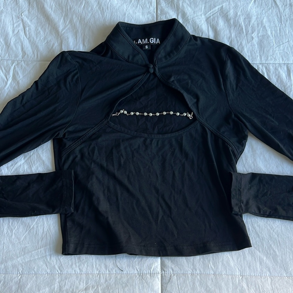 I.AM.GIA Black Long Sleeve Top with Cutout